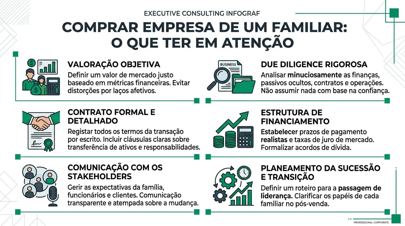 Infográfico sobre compra de empresa a familiar.