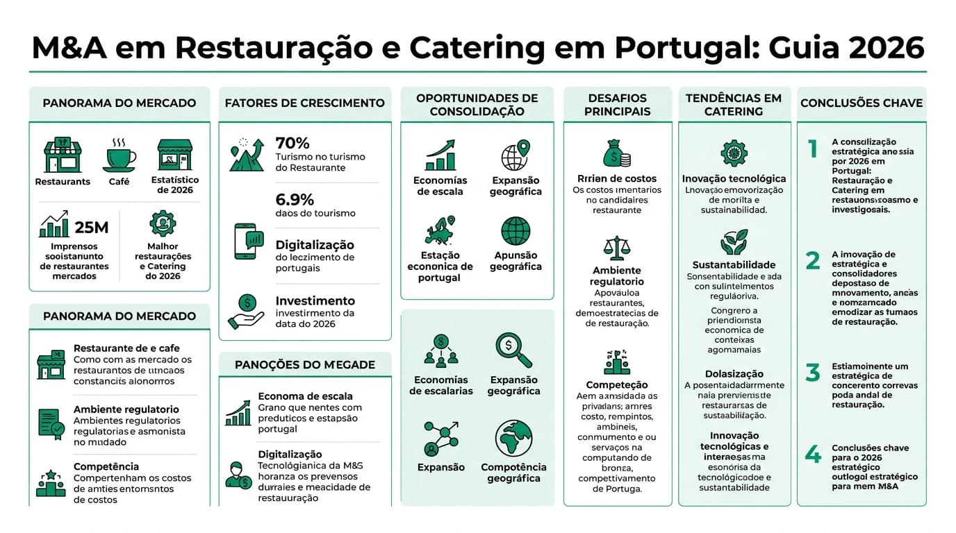 Infográfico sobre M&A em restauração e catering em Portugal.