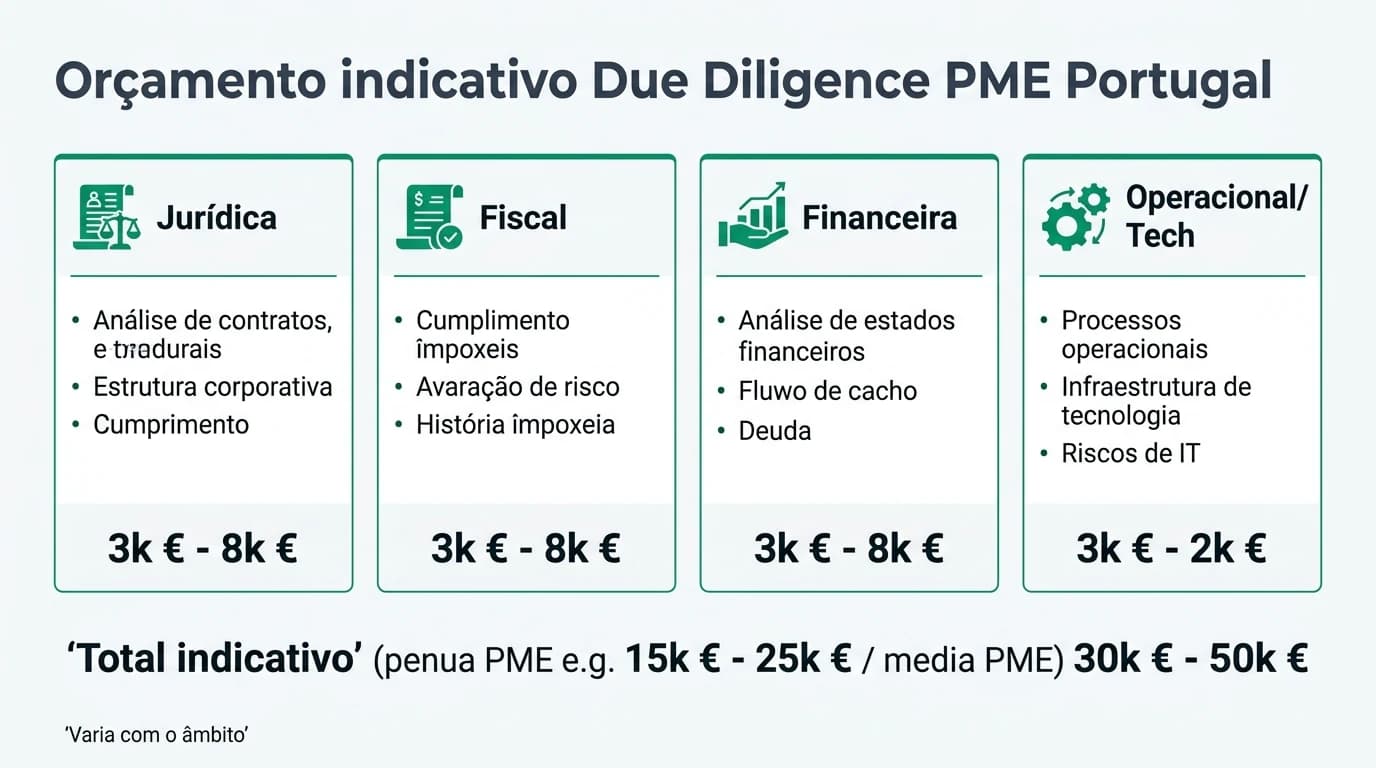 Infográfico 16:9 sobre o tema do guia, com secções principais e números indicativos para PMEs em Portugal.